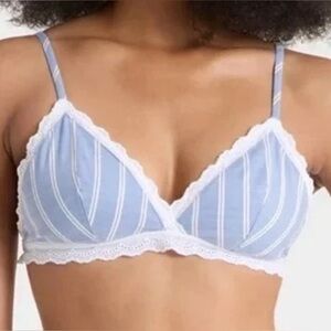 Auden Bralette Unlined Wirefree blue stripe
